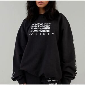 The Mayfair The Label Group "Somewhere Society" Black Crewneck Sweatshirt Womens